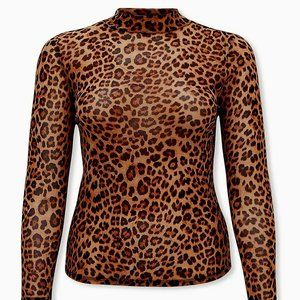 TORRID LEOPARD SHEER MESH TOP 4X